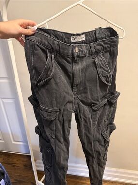 ZARA Charcoal Gray Utility Cargo Pants